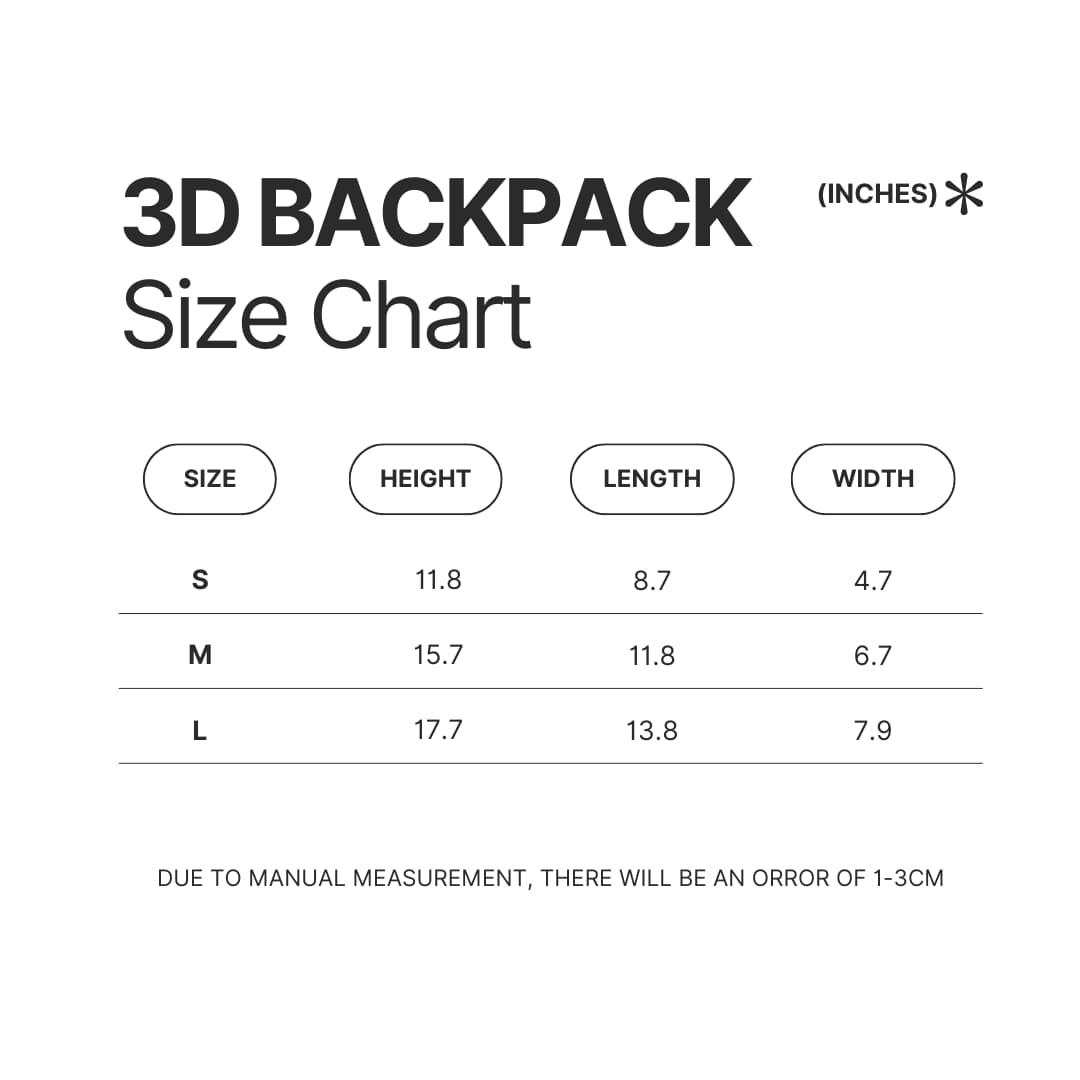 3D Backpack Size Chart - Elden Ring UK Shop