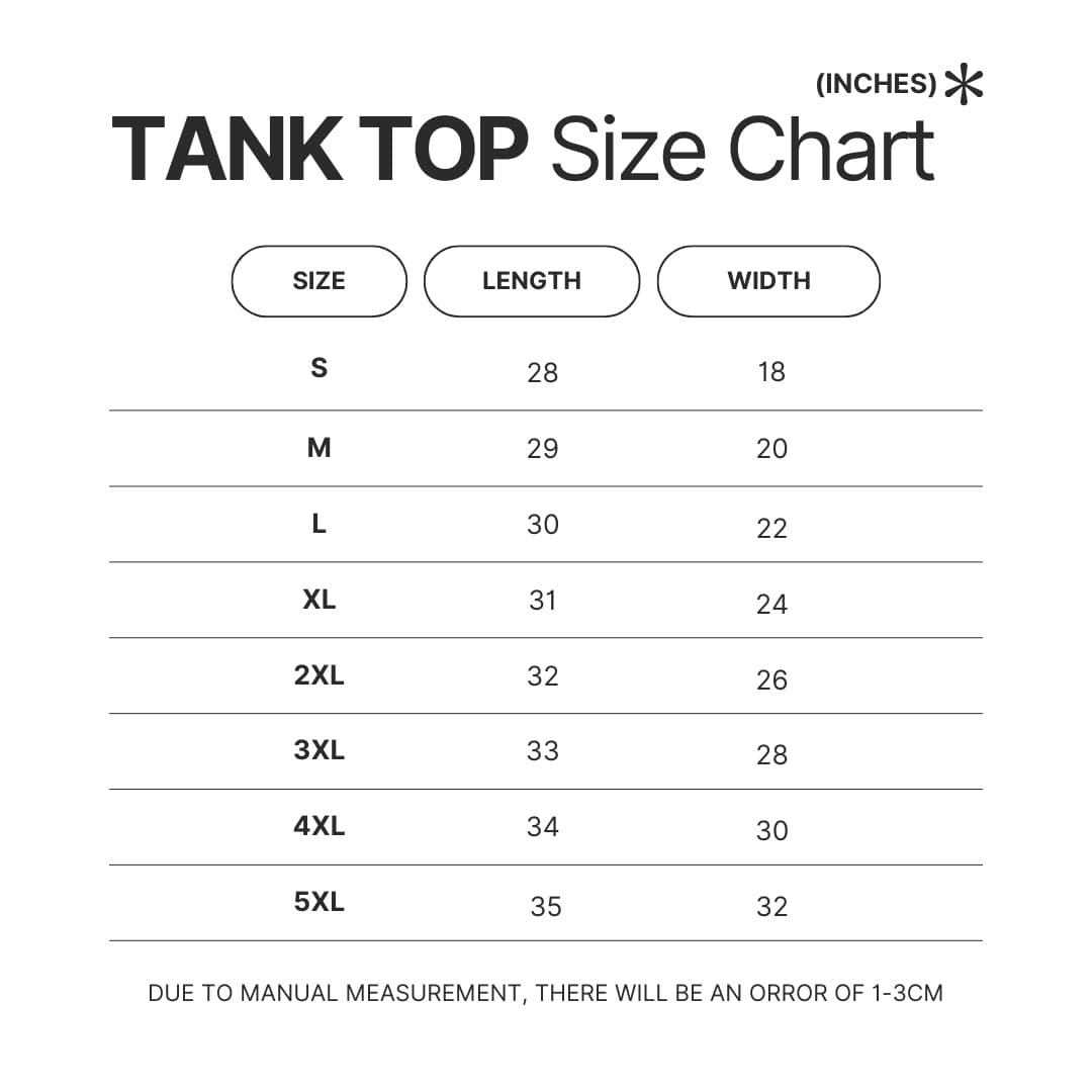 Tank Top Size Chart - Elden Ring UK Shop